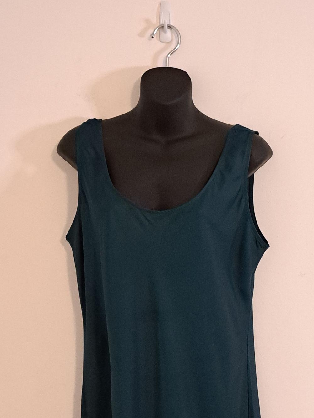 Banana Republic NWT  Sliky Teal Maxi Slip Dress with Side Slit Misses Large - Picture 6 of 10